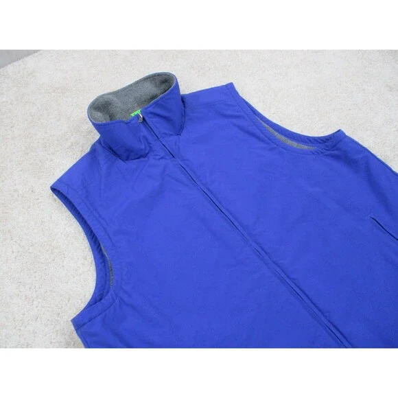 LL Bean Jacket Vest Men Large Tall LT Blue Fleece Lined Sleeveless Windbreaker - Picture 3 of 10